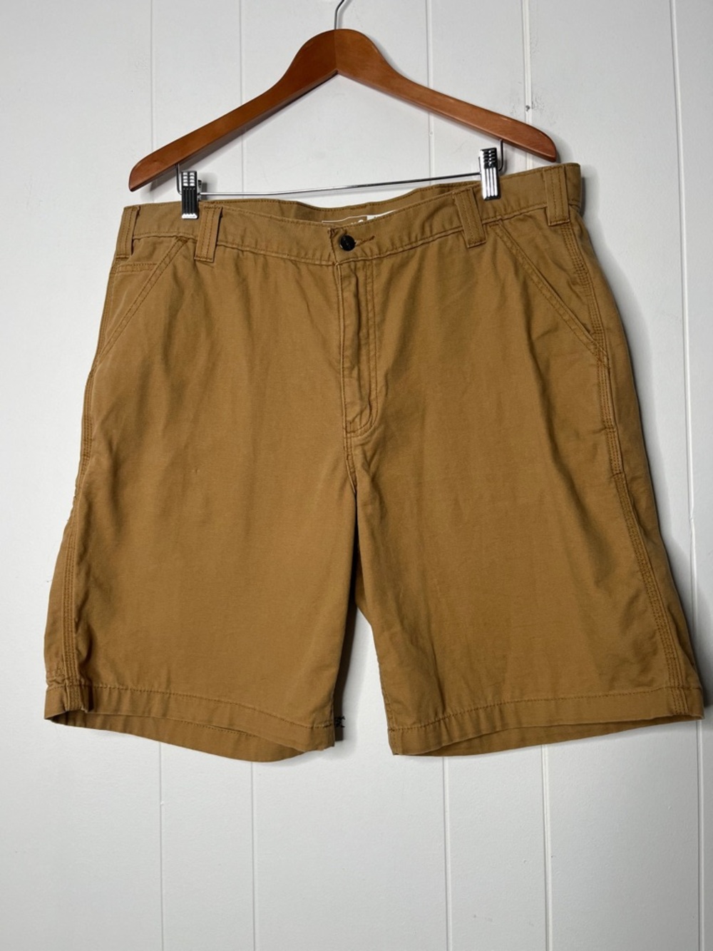 Carhartt Relaxed Fit Rugged Flex Men's Tan Workwear Flat Front Shorts Size 38